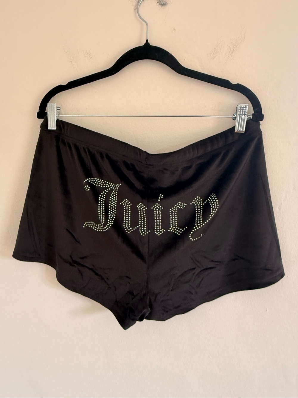 Juicy Couture Black Rhinestone Velour Track Shorts